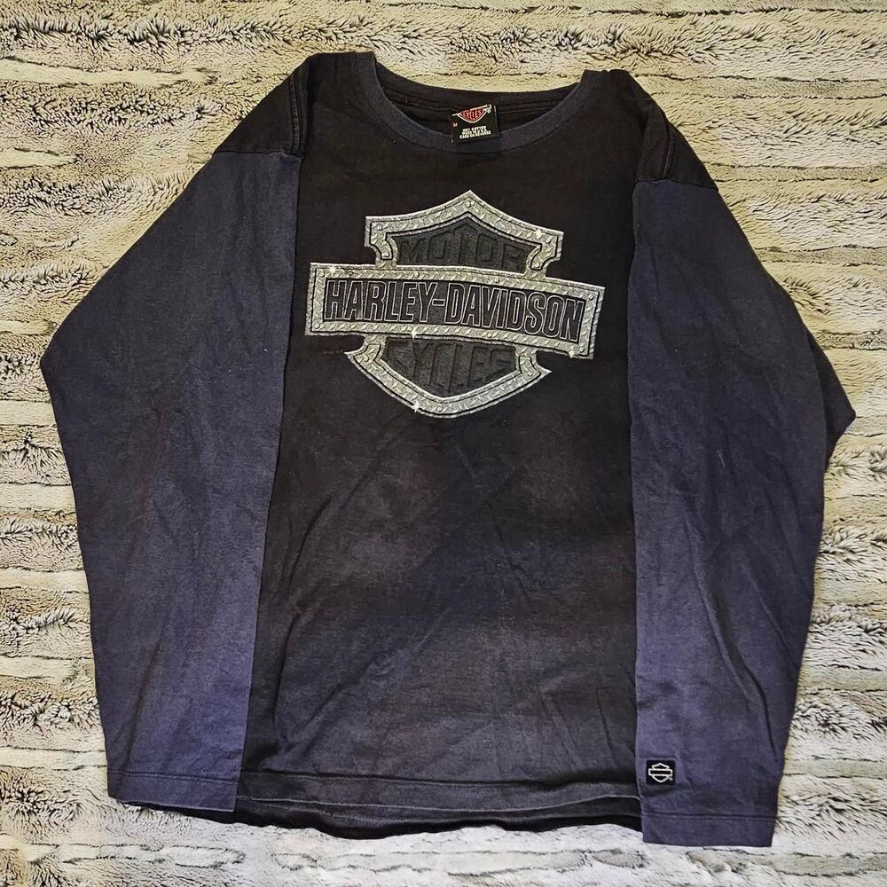 Harley-davidson Men's Navy and Black Shirt